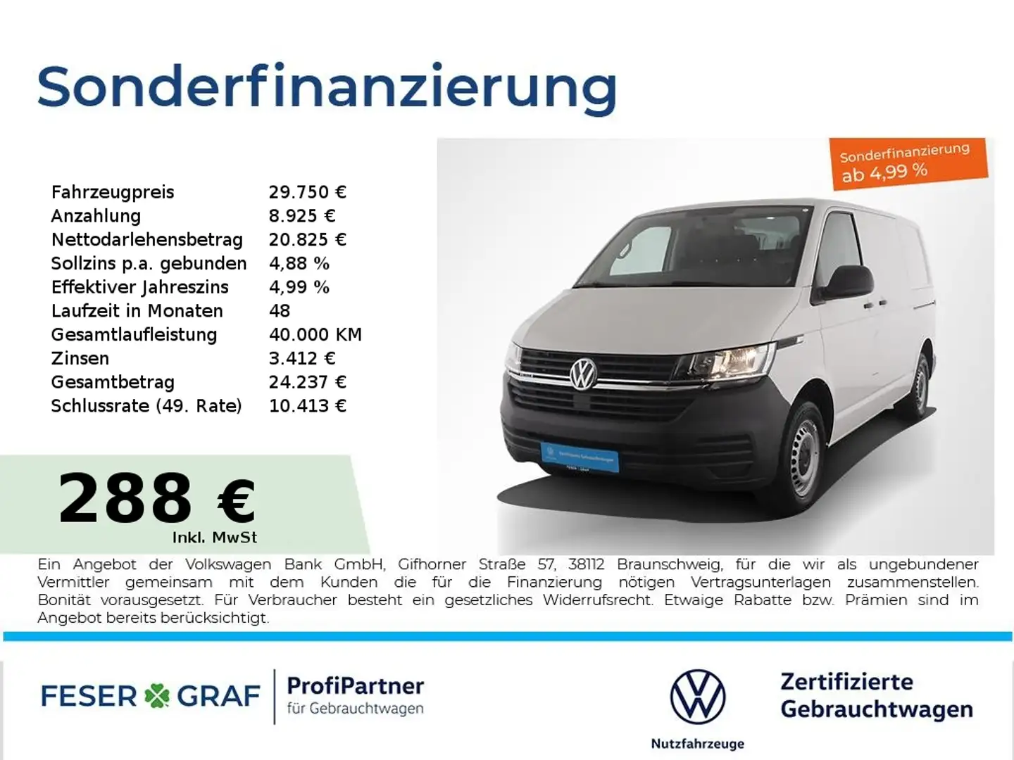 Volkswagen T6.1 Transporter 6.1 Kasten 2.0TDI 4x4 PDC 2xSchiebetüre SHZ Weiß - 1