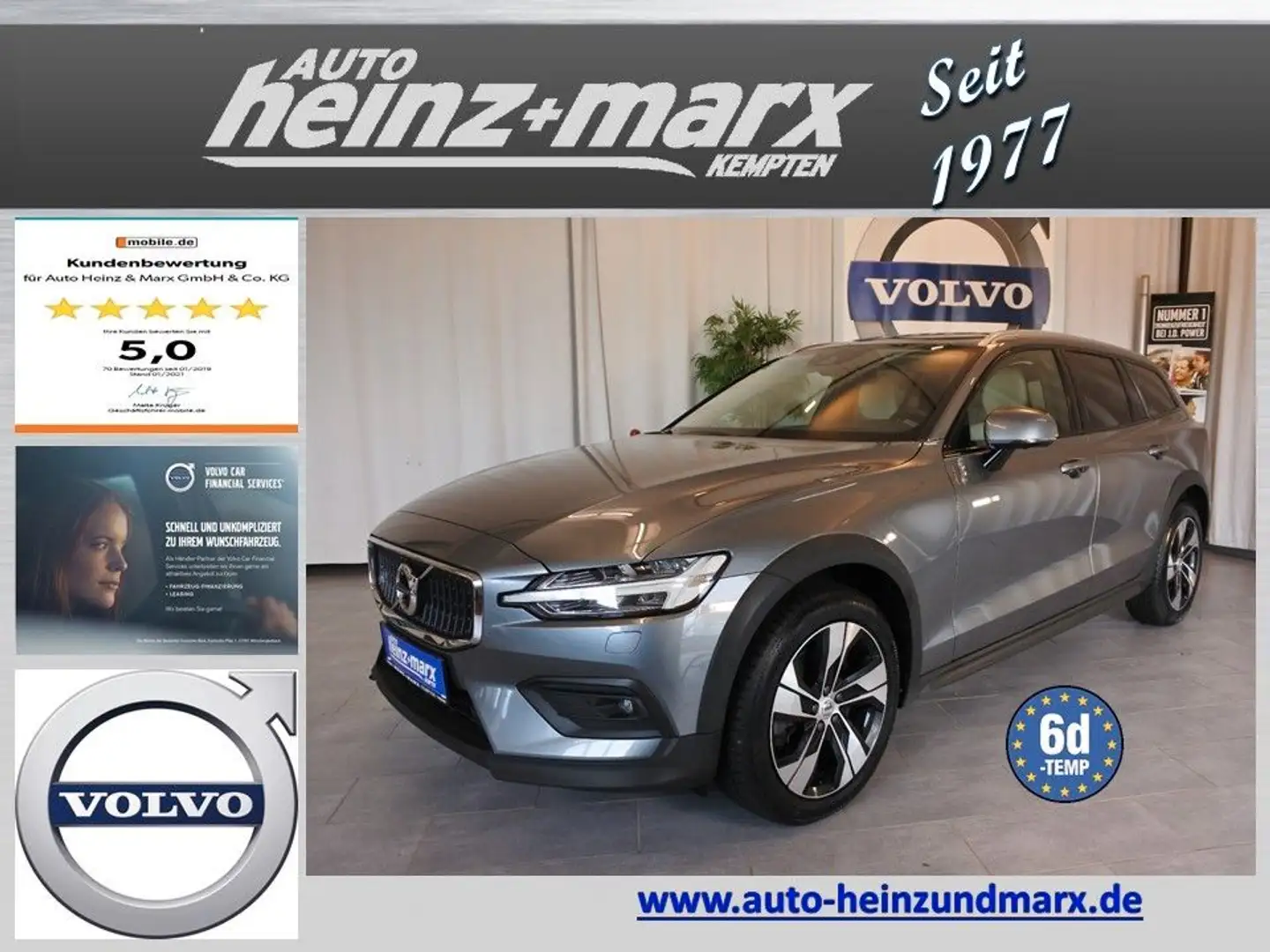 Volvo V60 Cross Country D4 AWD *Head Up-Standheizung-ACC-AHK* Grijs - 1