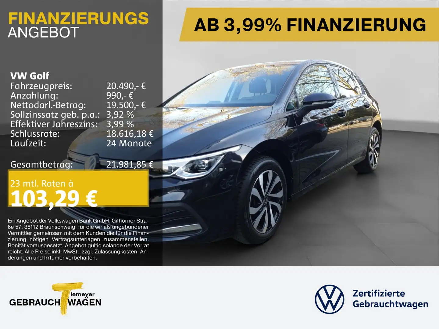 Volkswagen Golf 1.5 TSI 150PS ACTIVE ST.HEIZ NAVI KAMERA Schwarz - 1