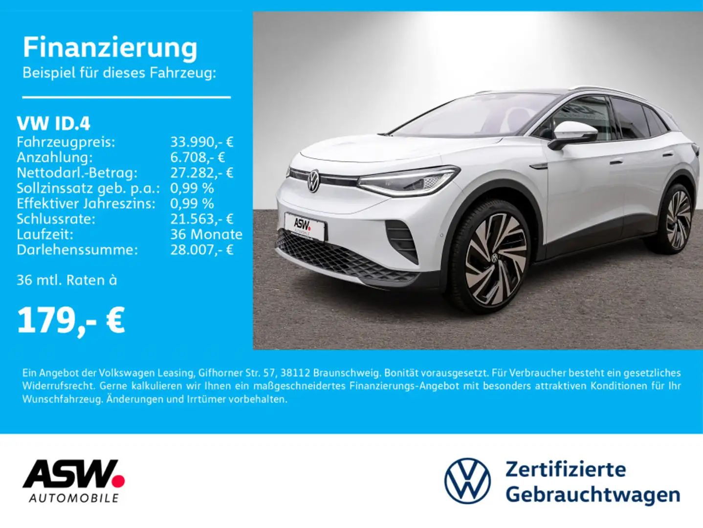 Volkswagen ID.4 Pro Performance LED Navi RFK ACC Wärmepumpe Blanc - 1