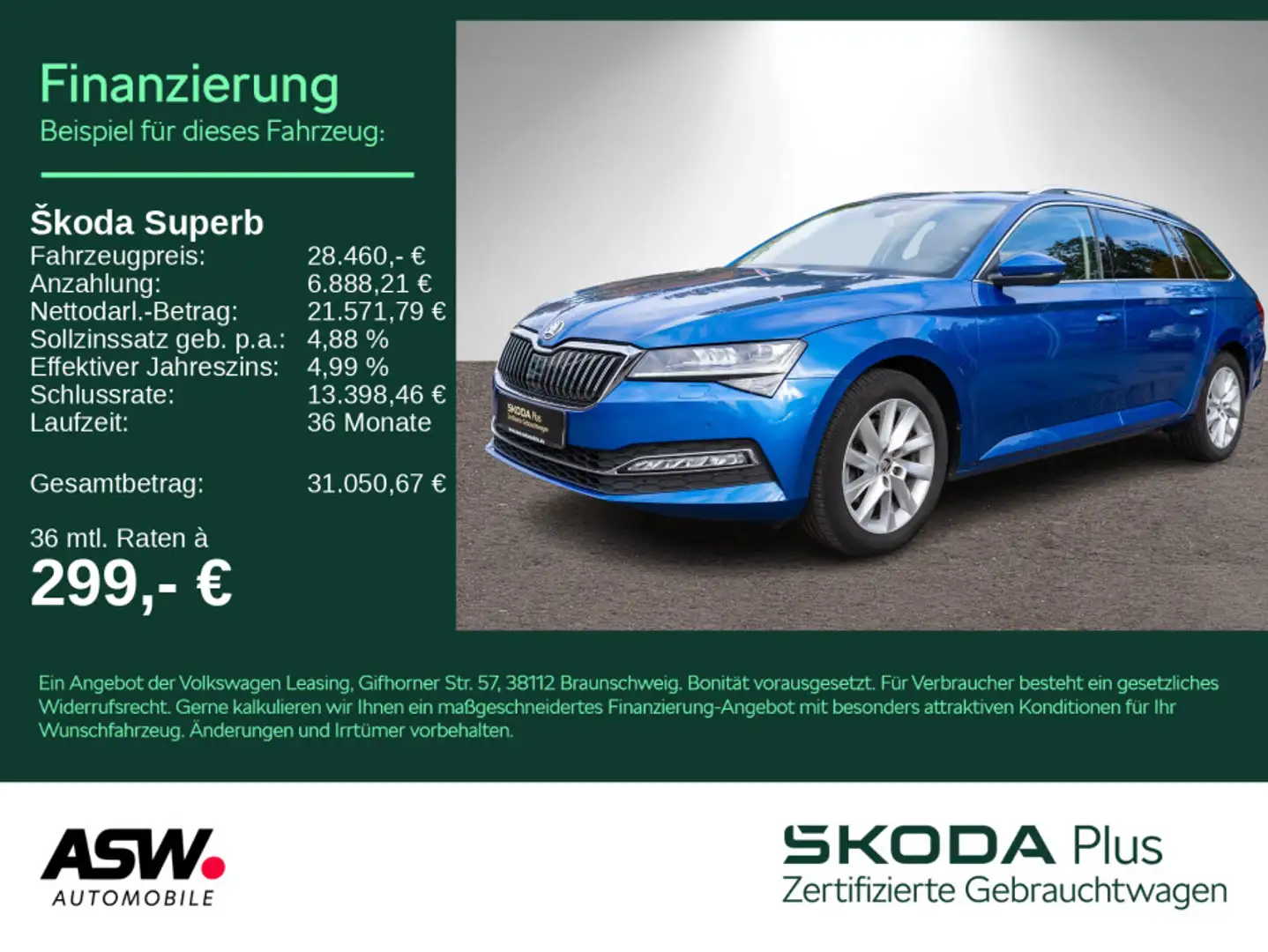 Skoda Superb Combi Style 4x4 2.0 TDI DSG LED PANO AHK Blau - 1