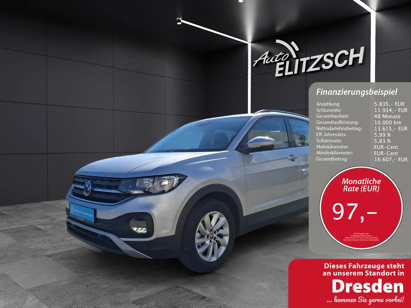 Volkswagen T-Cross TSI Life AppCon ACC PDC Klima SH Argent - 1