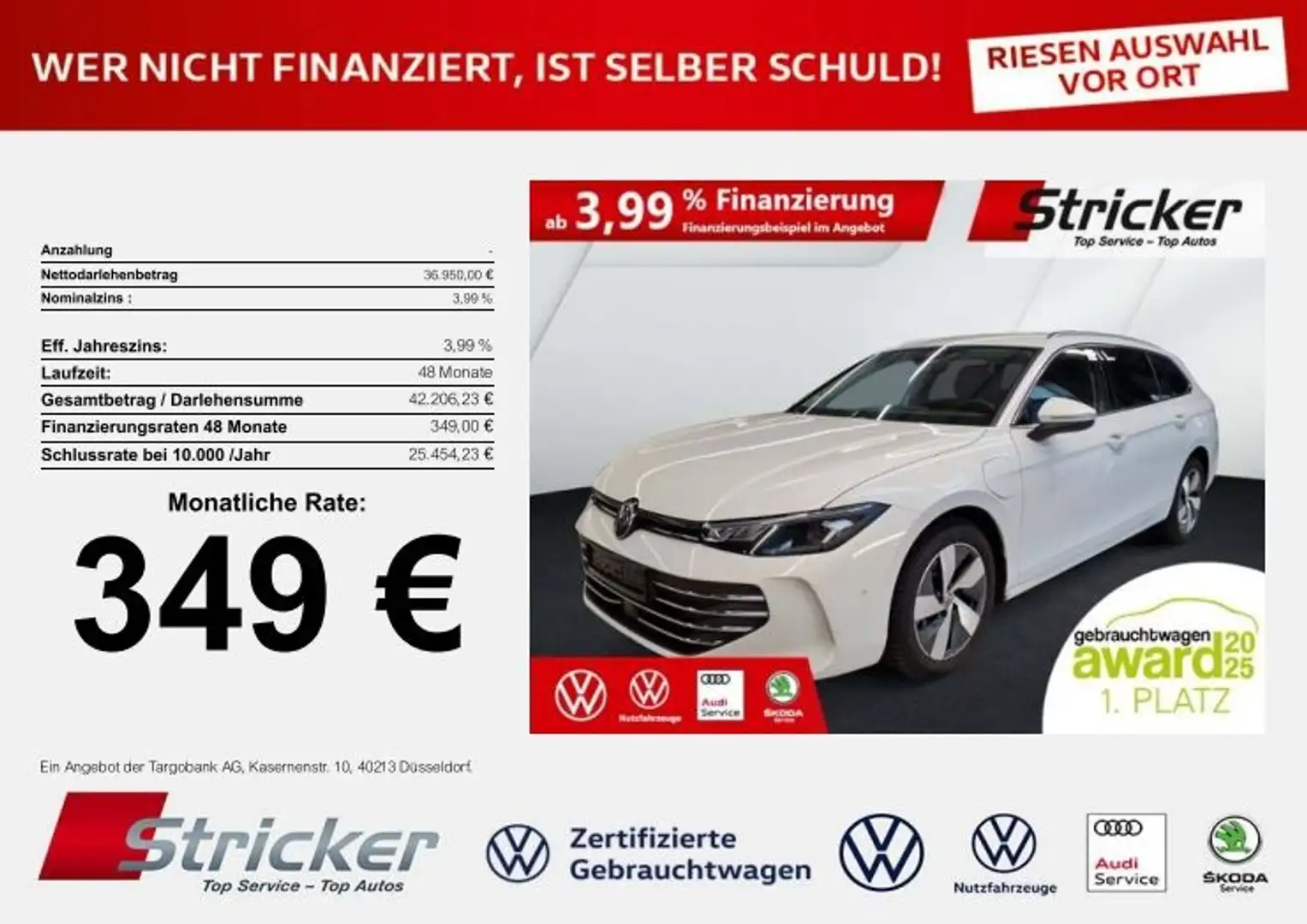 Volkswagen Passat Business 1.5TSI e-Hybrid 349,-ohne Anzahlung AHK Weiß - 1