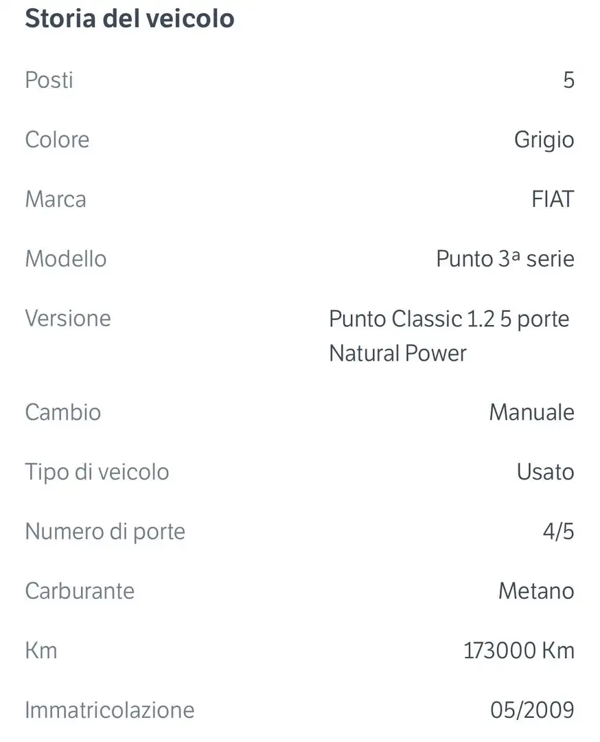 Fiat Punto Punto 5p 1.2 natural power Classic Grigio - 2