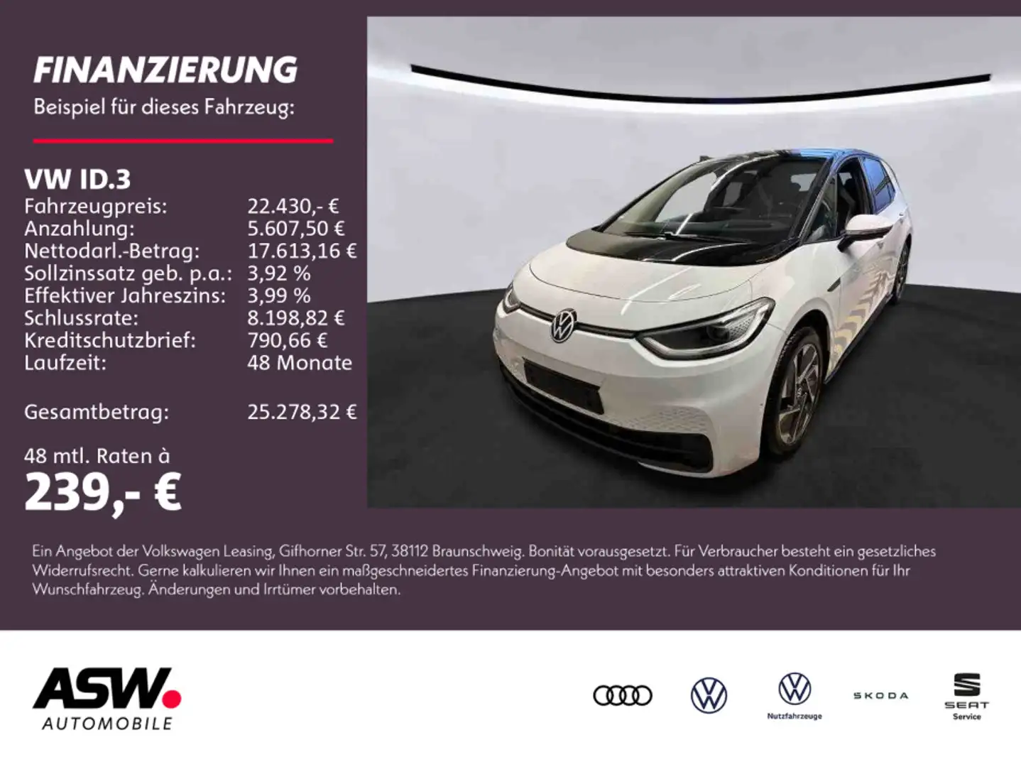 Volkswagen ID.3 Pro Performance AHK Navi Pano HUD RFK LED Weiß - 1