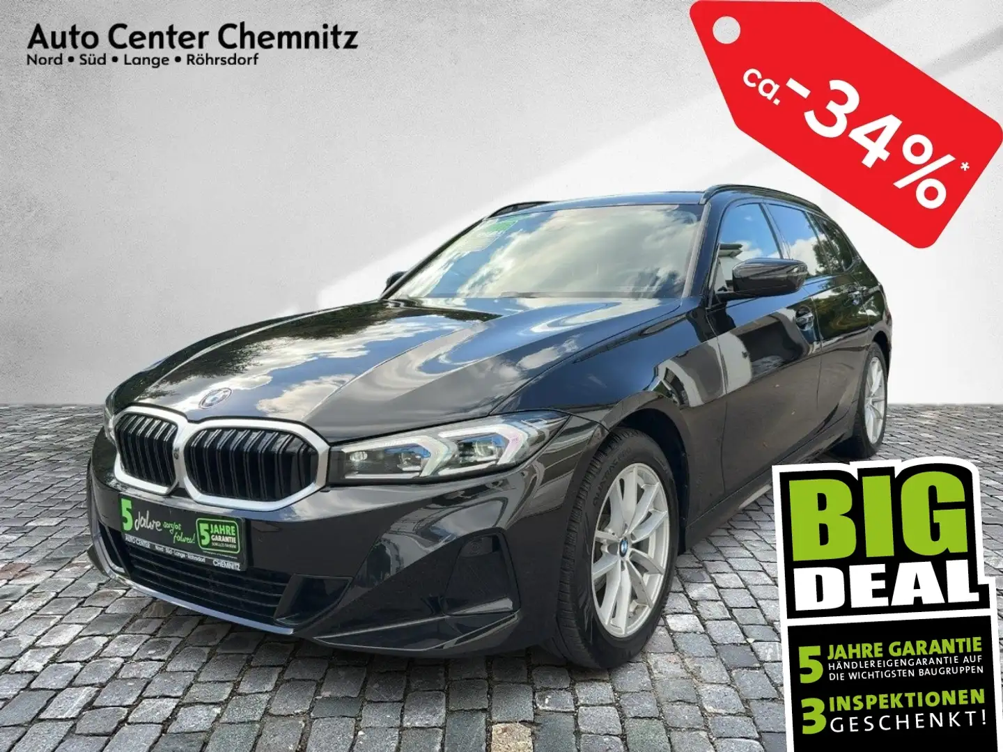 BMW 318 i AT8 Touring HUD/LED/Navi/SHZ/360°/el.Heckkl. Schwarz - 1