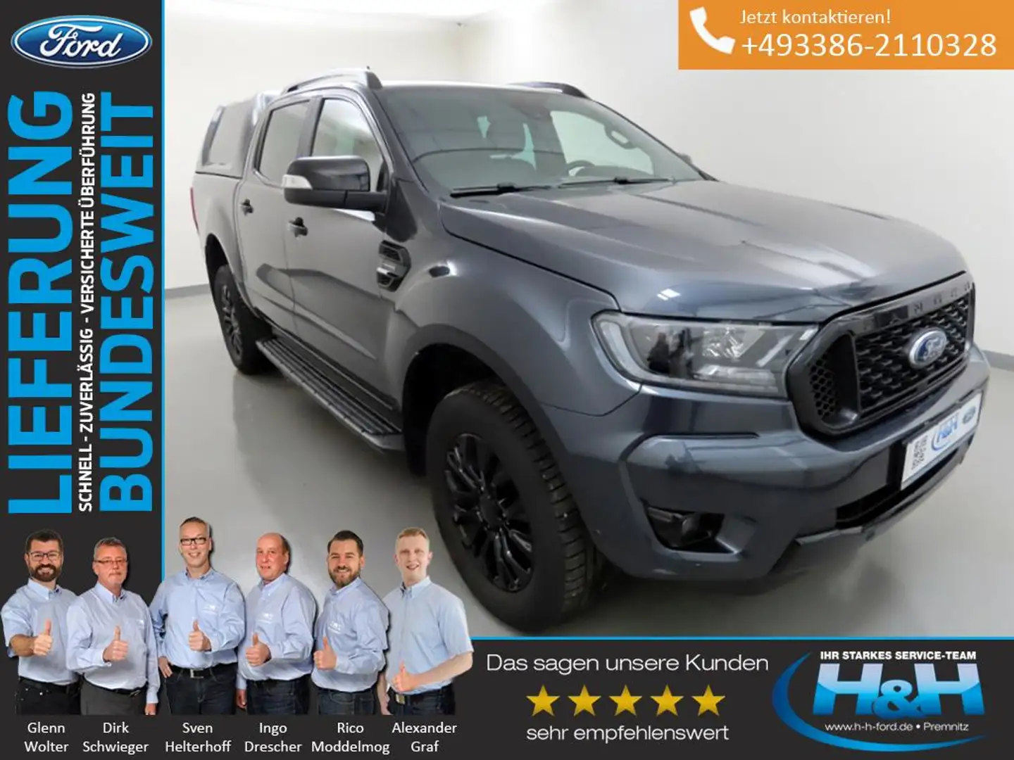 Ford Ranger 2.0 Aut. 4x4 Wildtrak Hardtop+LED+ACC+AHK Gris - 2