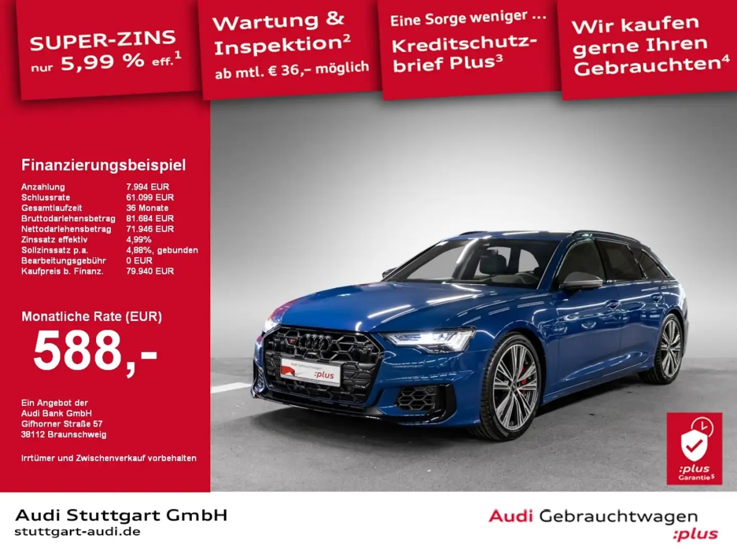 Audi S6 Avant TDI tiptronic AHK Memory SHZ Modrá - 1