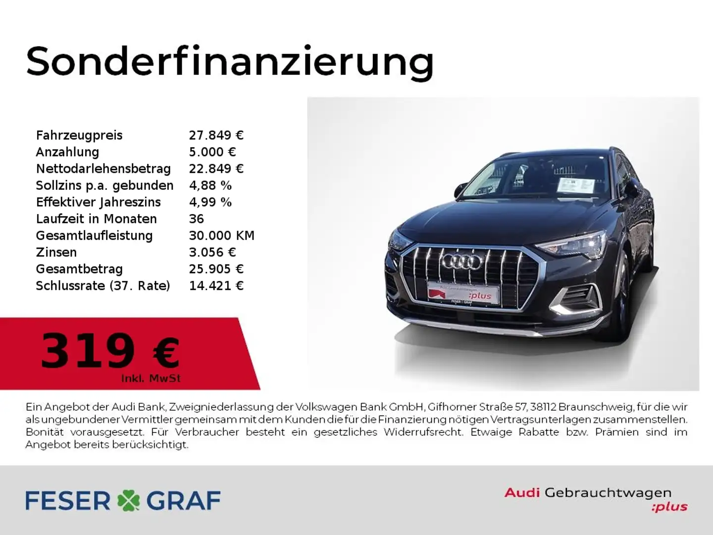 Audi Q3 35 TDI S tronic adv Navi,360°,Sitzheizung,ACC Schwarz - 1