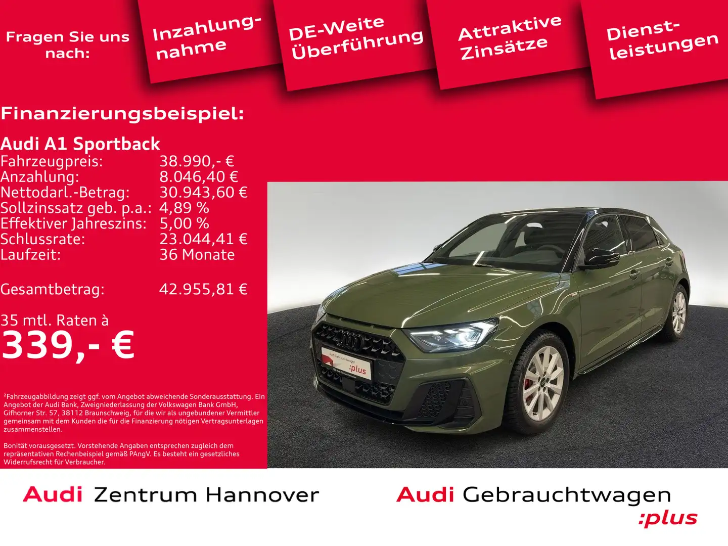 Audi A1 S line 40 TFSI S tronic Grün - 1