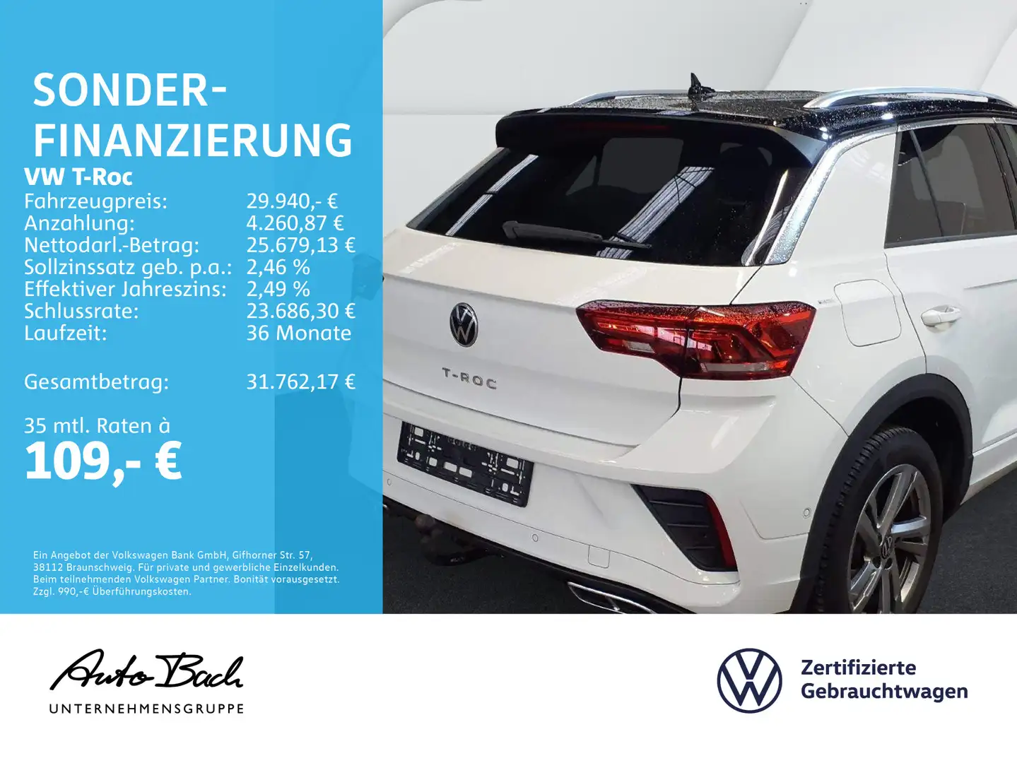 Volkswagen T-Roc T-ROC 1.5 TSI DSG R-Line, AHK, Navi, LED, App-Co Weiß - 2