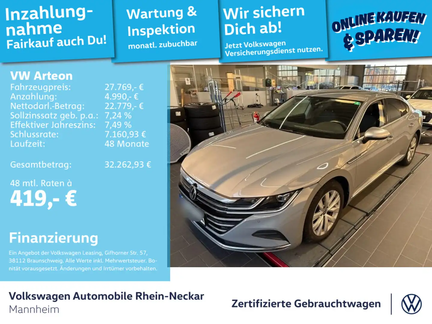 Volkswagen Arteon 2.0 TSI Elegance DSG Navi Kamera LED uvm. Grau - 1