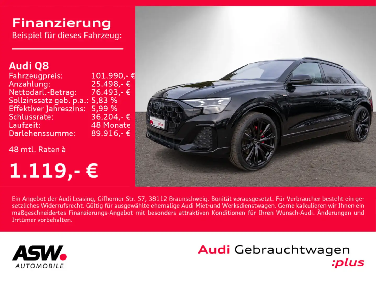 Audi Q8 50TDI S line quattro Navi Matrix StandHz 360° Schwarz - 1
