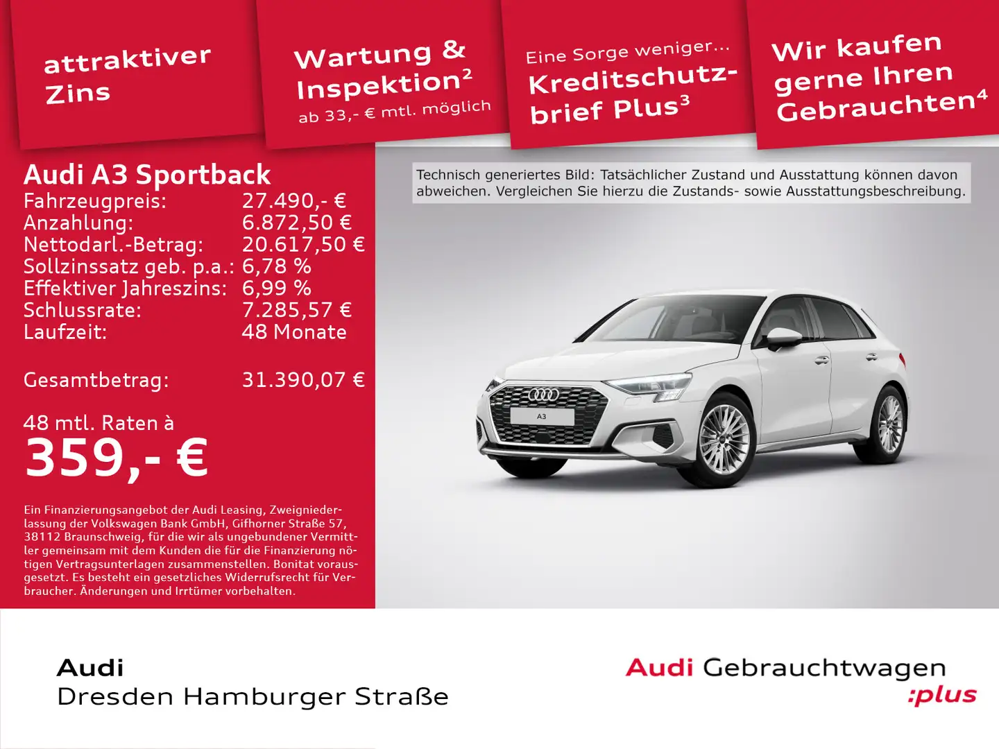 Audi A3 Advanced 35 TFSI 110(150) kW(PS) S Weiß - 1