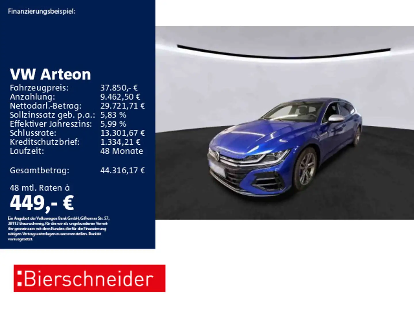 Volkswagen Arteon SB 2.0 TSI DSG 4Mo R AHK HuD IQ CAM Blau - 1