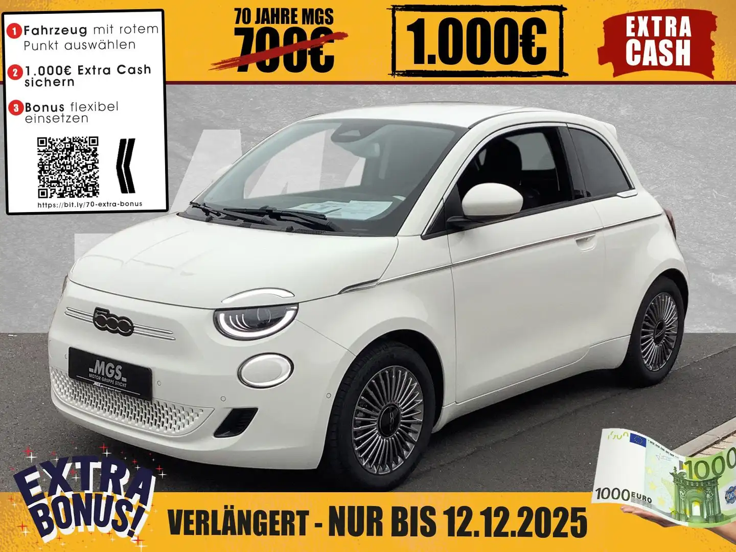 Fiat 500e 3+1 DAB #BT #ANDROID #NAVI #PDC Weiß - 1