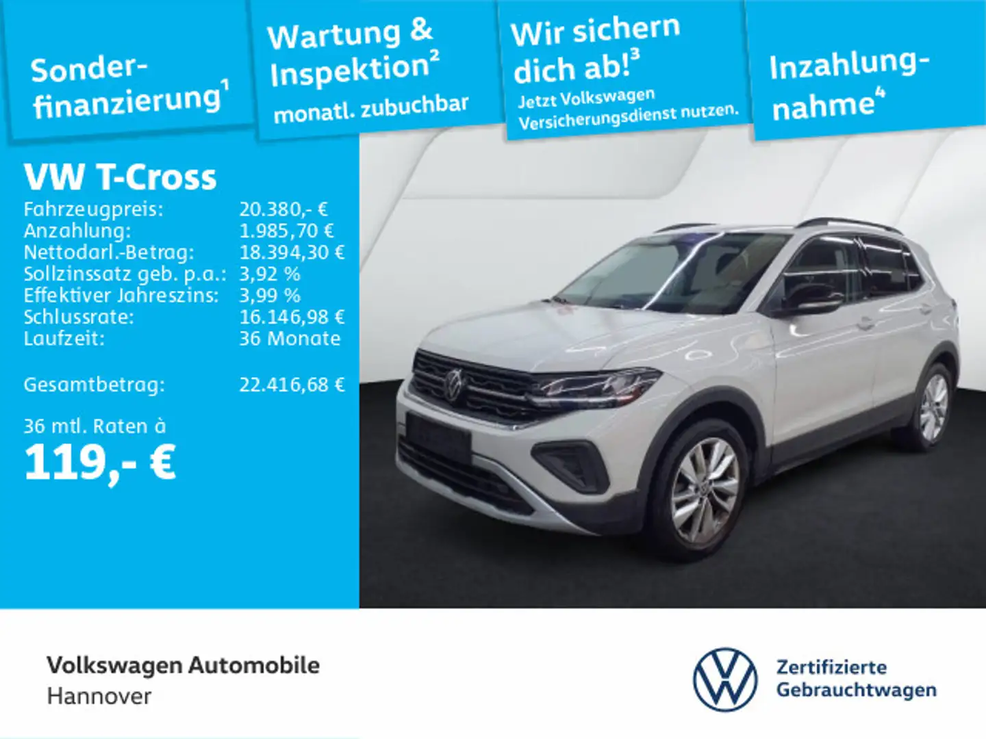 Volkswagen T-Cross 1.0 TSI Goal Navi ACC LED Dig.Cockpit SH Grau - 1