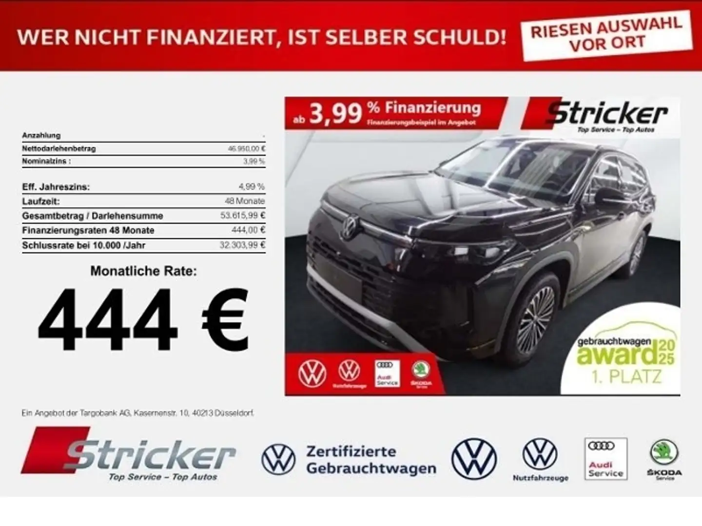Volkswagen Tayron Life 2.0TDI DSG 4M 444,-ohne Anzahlung AHK 7-Sitz Schwarz - 1
