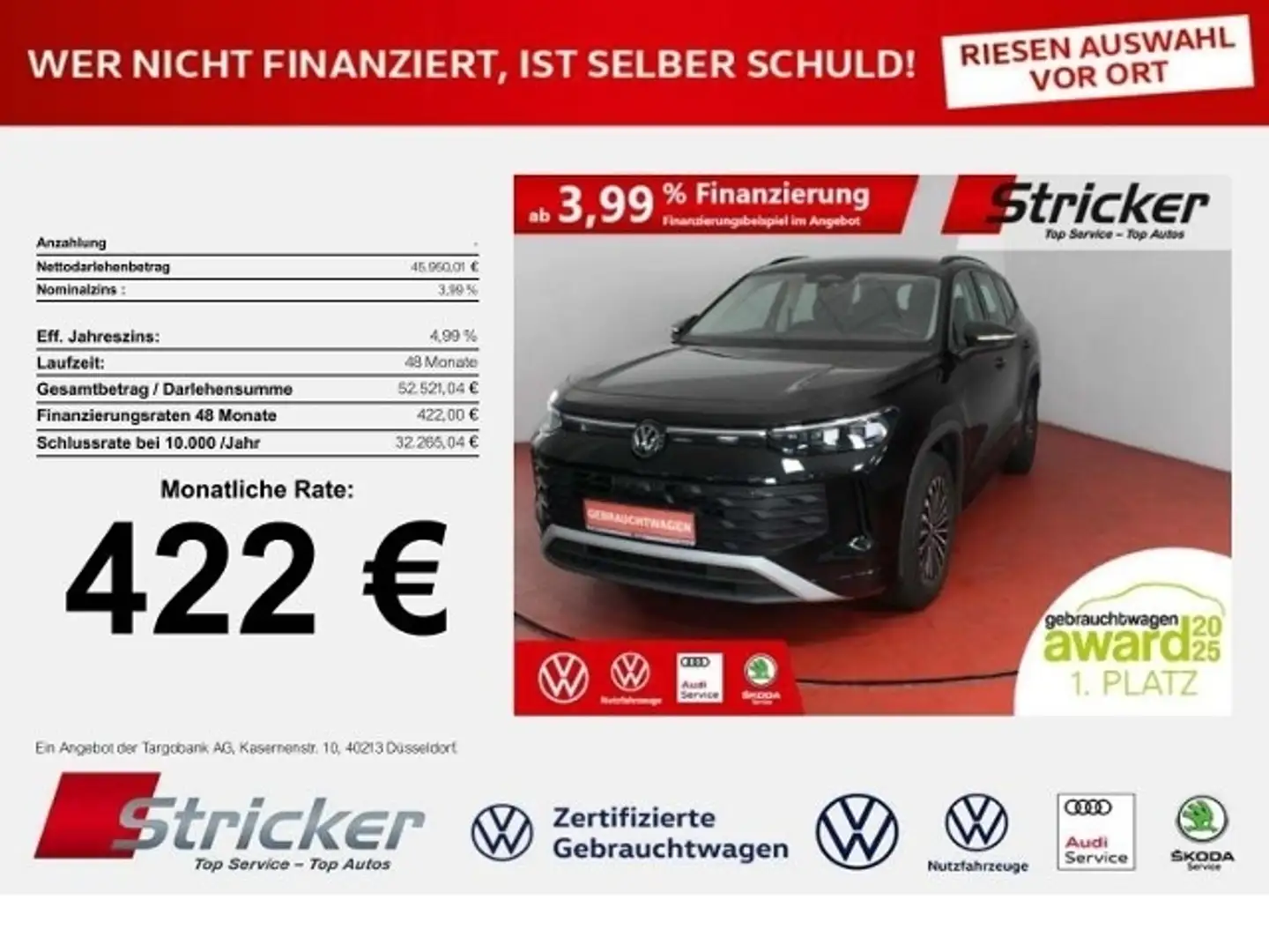 Volkswagen Tayron Life 2.0TDI DSG 4M 422,-ohne Anzahlung AHK 7-Sitz Schwarz - 1