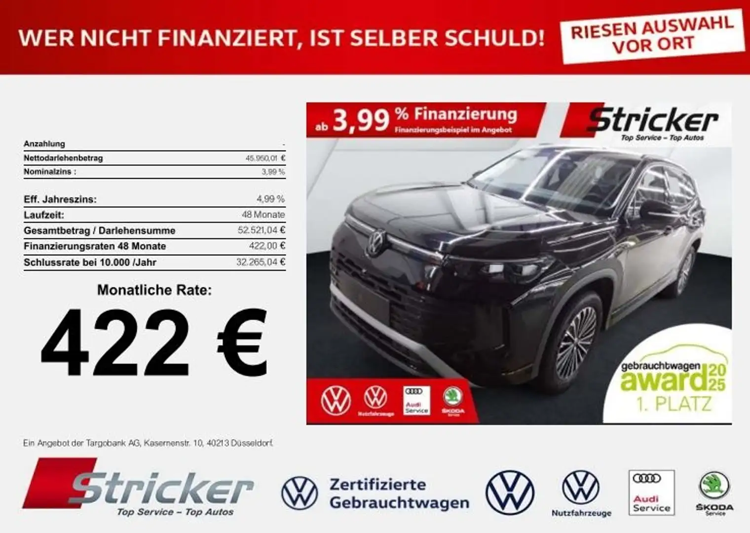 Volkswagen Tayron Life 2.0TDI DSG 422,-ohne Anzahlung 4M AHK 7-Sitz Schwarz - 2