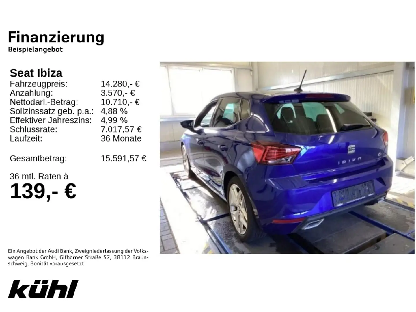 SEAT Ibiza 1.0 TSI FR LED/Kamera/Navi Blau - 2