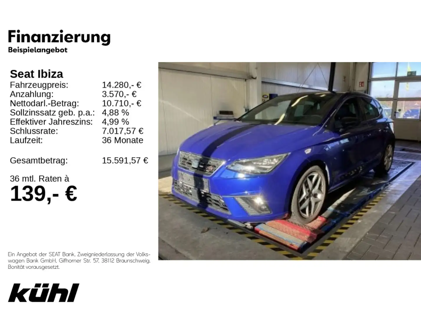 SEAT Ibiza 1.0 TSI FR LED/Kamera/Navi Blau - 1