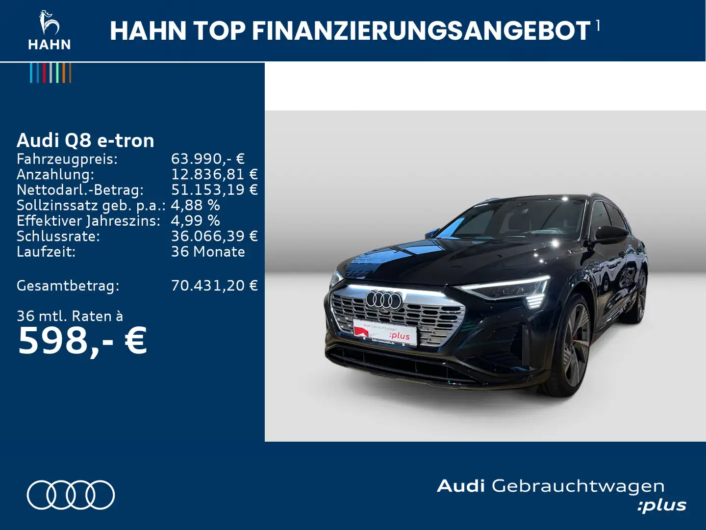 Audi Q8 e-tron 55 quattro S-line Matrix HUD AHK CAM Schwarz - 2