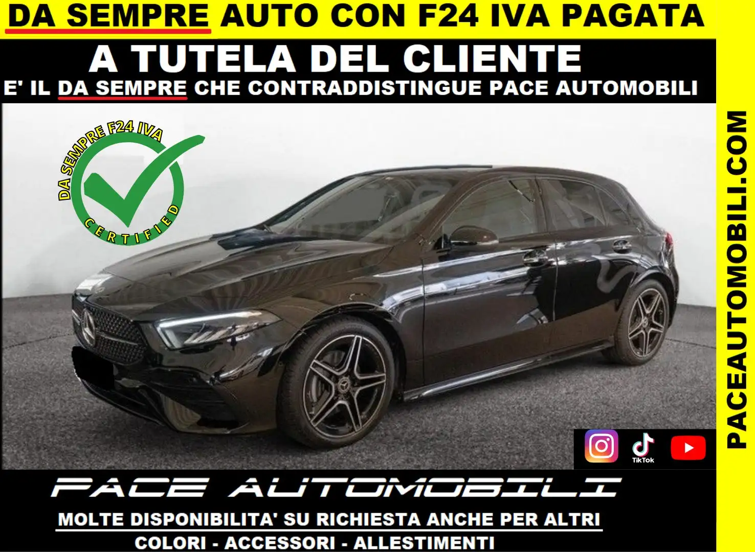 Mercedes-Benz A 200 D AMG PREMIUM NIGHT PACK KAMERA TETTO CRUISE PDC Zwart - 1