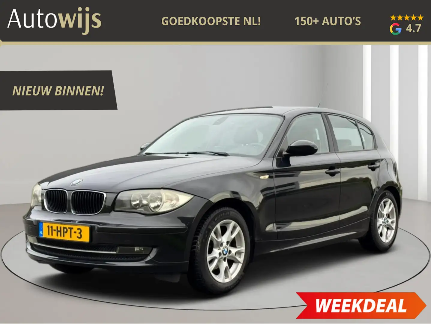 BMW 116 1-serie 116i Business Line|NL AUTO|LM-VELG|LEER|NA Zwart - 1