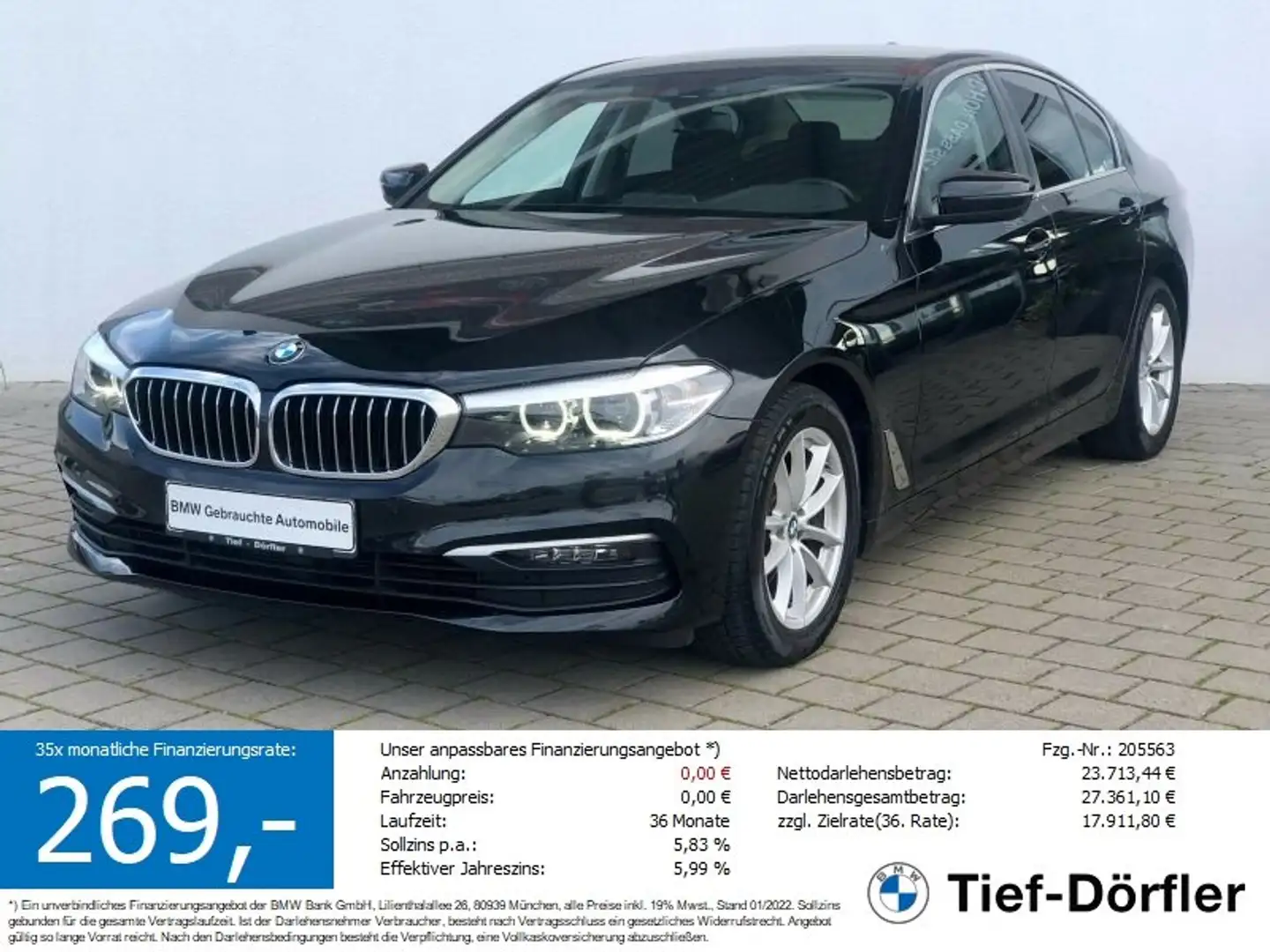 BMW 520 d xDrive SAG NAV/SH/DAB/CAM/CD/PRIVACY/ALARM Schwarz - 1