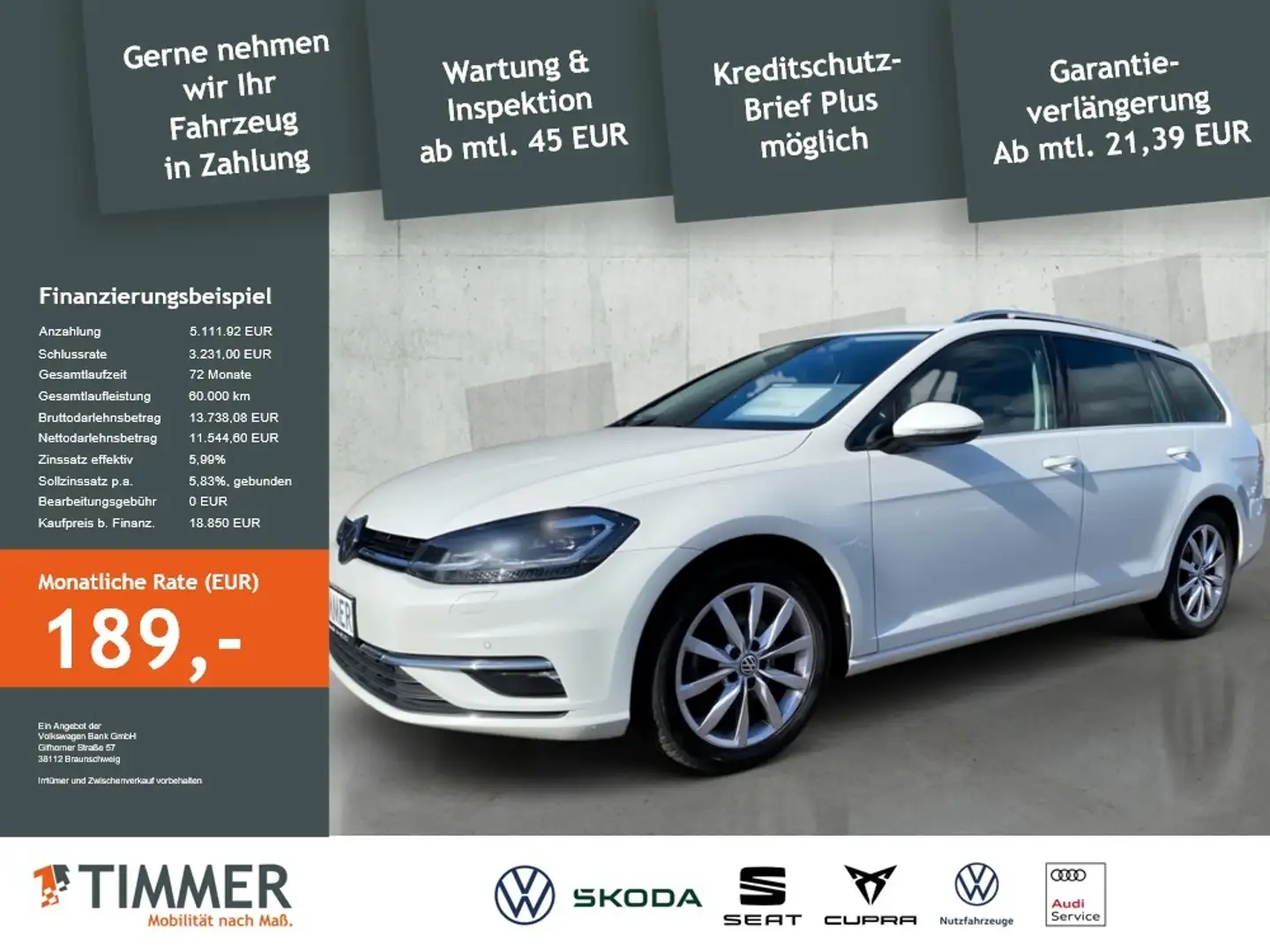 Volkswagen Golf Variant VII Variant 1.5 TSI DSG HIGHLINE *APP*LED *ACC *N Wit - 2