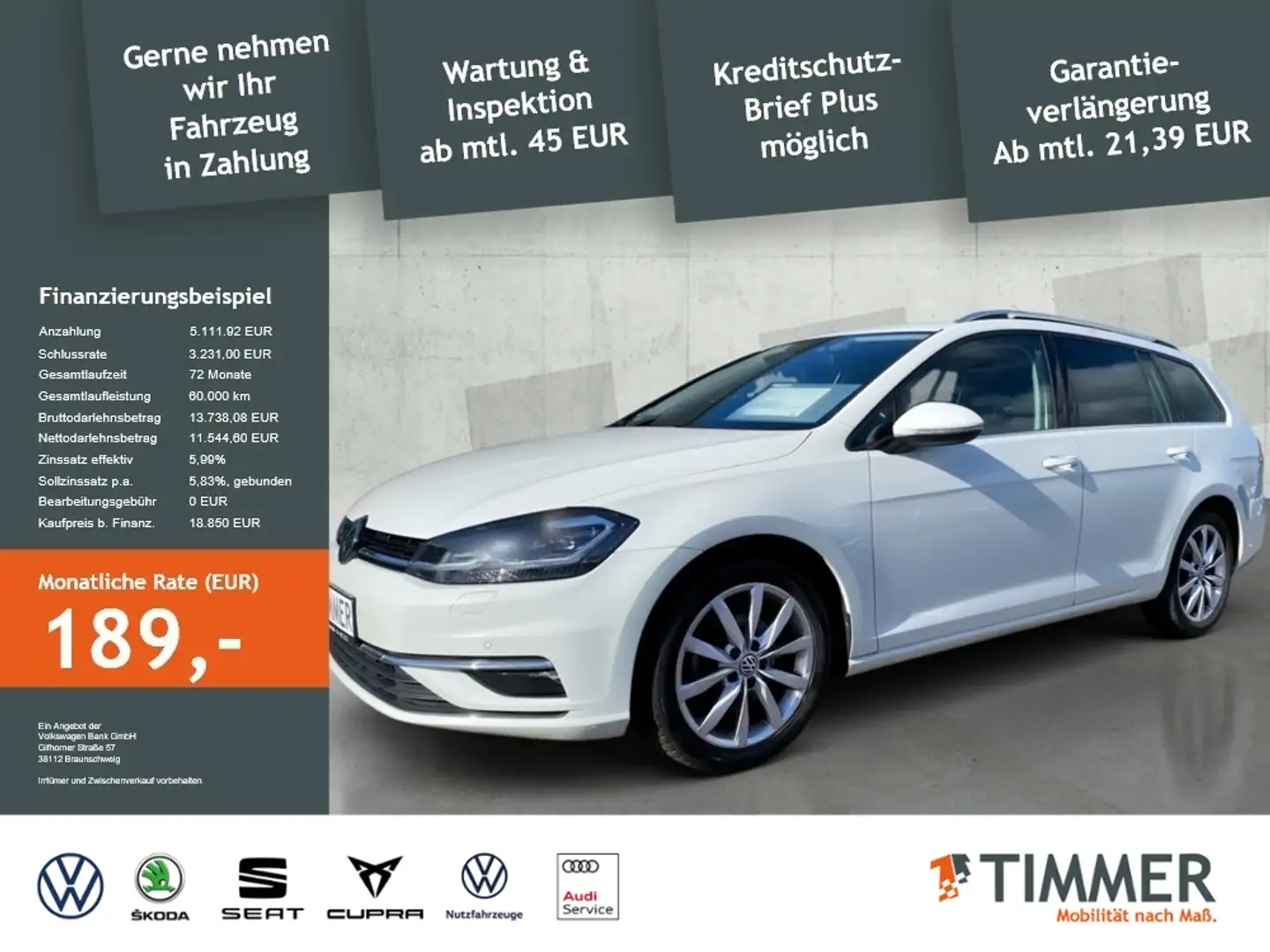 Volkswagen Golf Variant VII Variant 1.5 TSI DSG HIGHLINE *APP*LED *ACC *N Wit - 1