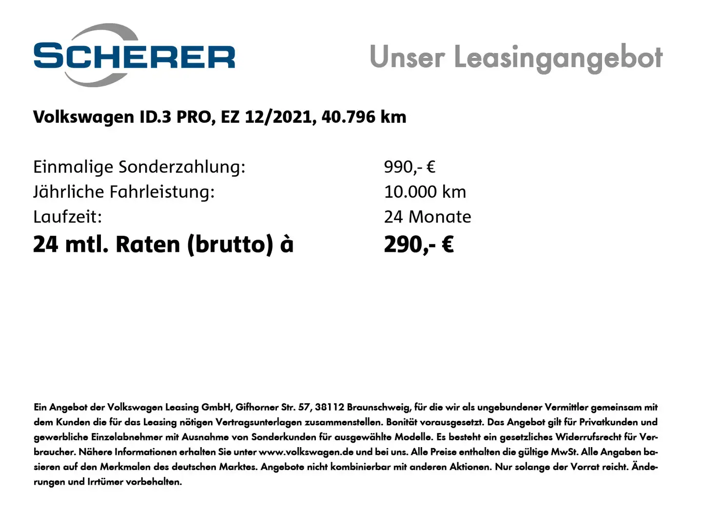Volkswagen ID.3 Pro Perform. 62 kWh MATRIX DCC WÄPU Grau - 2