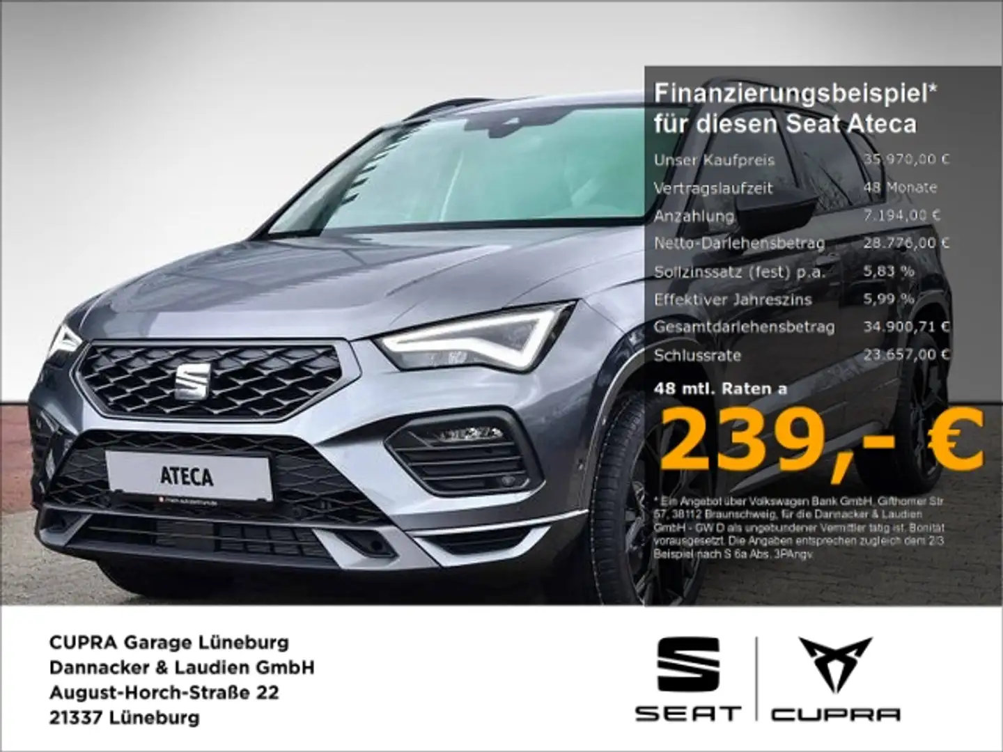 SEAT Ateca 2.0 TDI FR Alu LED AHK Beats Navi ACC Sitz Grau - 1