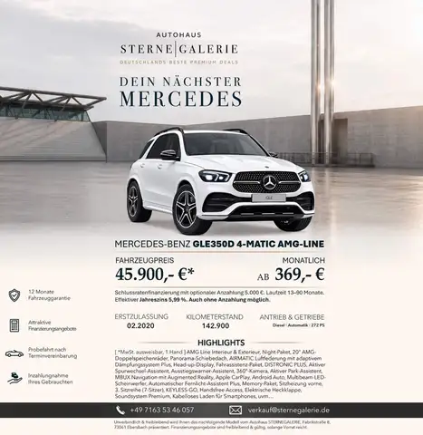 Mercedes-Benz GLE 350 D/7SITZER/AMG LINE/HEADUP/DISTRO+/360°
