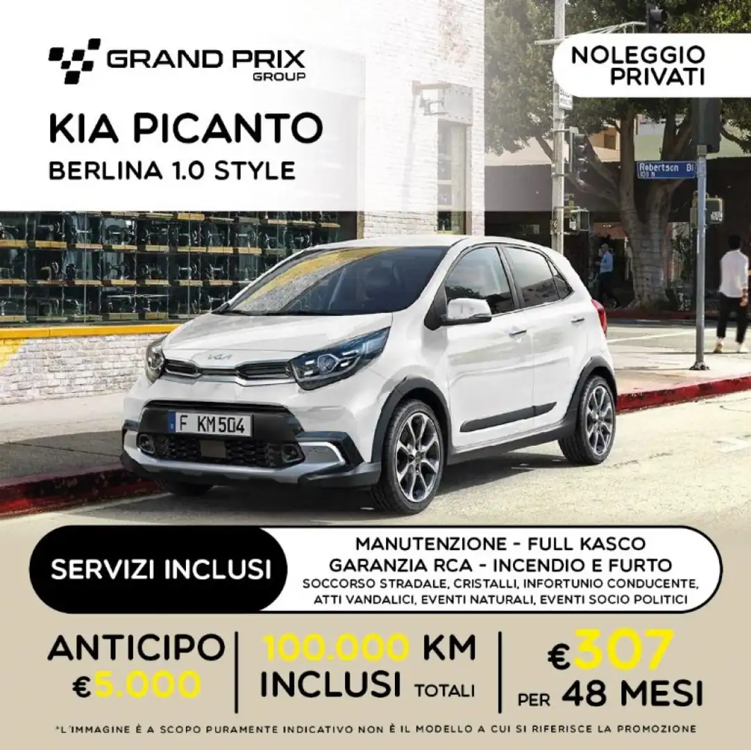 Kia Picanto NOLEGGIO LUNGO TERMINE - 1.0 12V 5 porte Style Bianco - 1