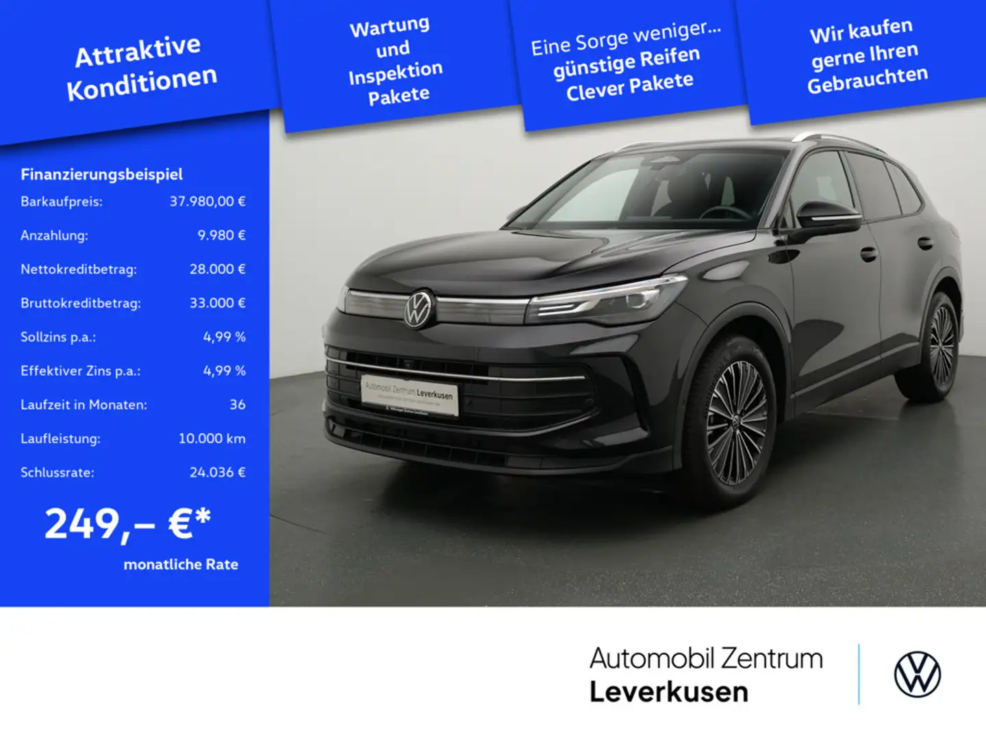 Volkswagen Tiguan Goal PANO AHK LEDER KAM 360° ACC NAVI Schwarz - 1