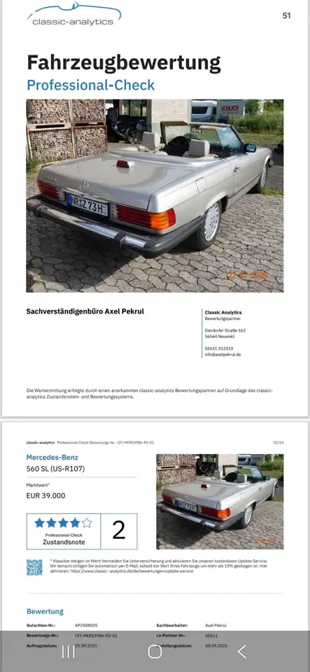 Mercedes-Benz SL 560 Top Zustand/Wertgutachten, foto 2