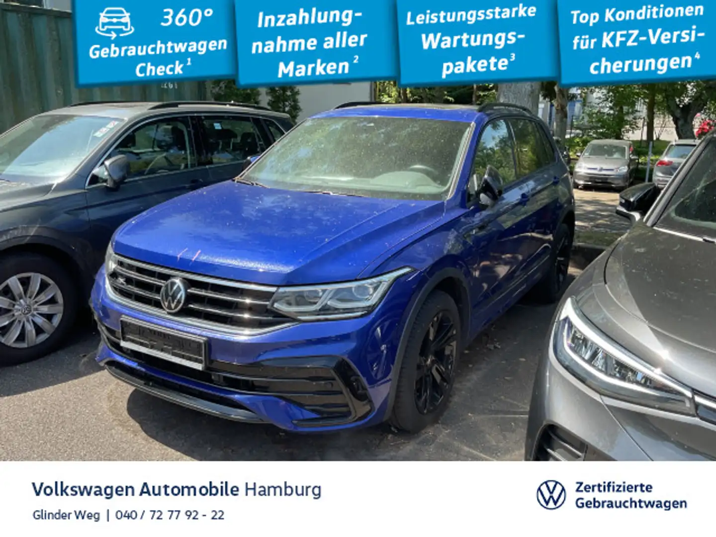 Volkswagen Tiguan 2.0TSI DSG R-Line 4Motion  Panoramadach A Blau - 1