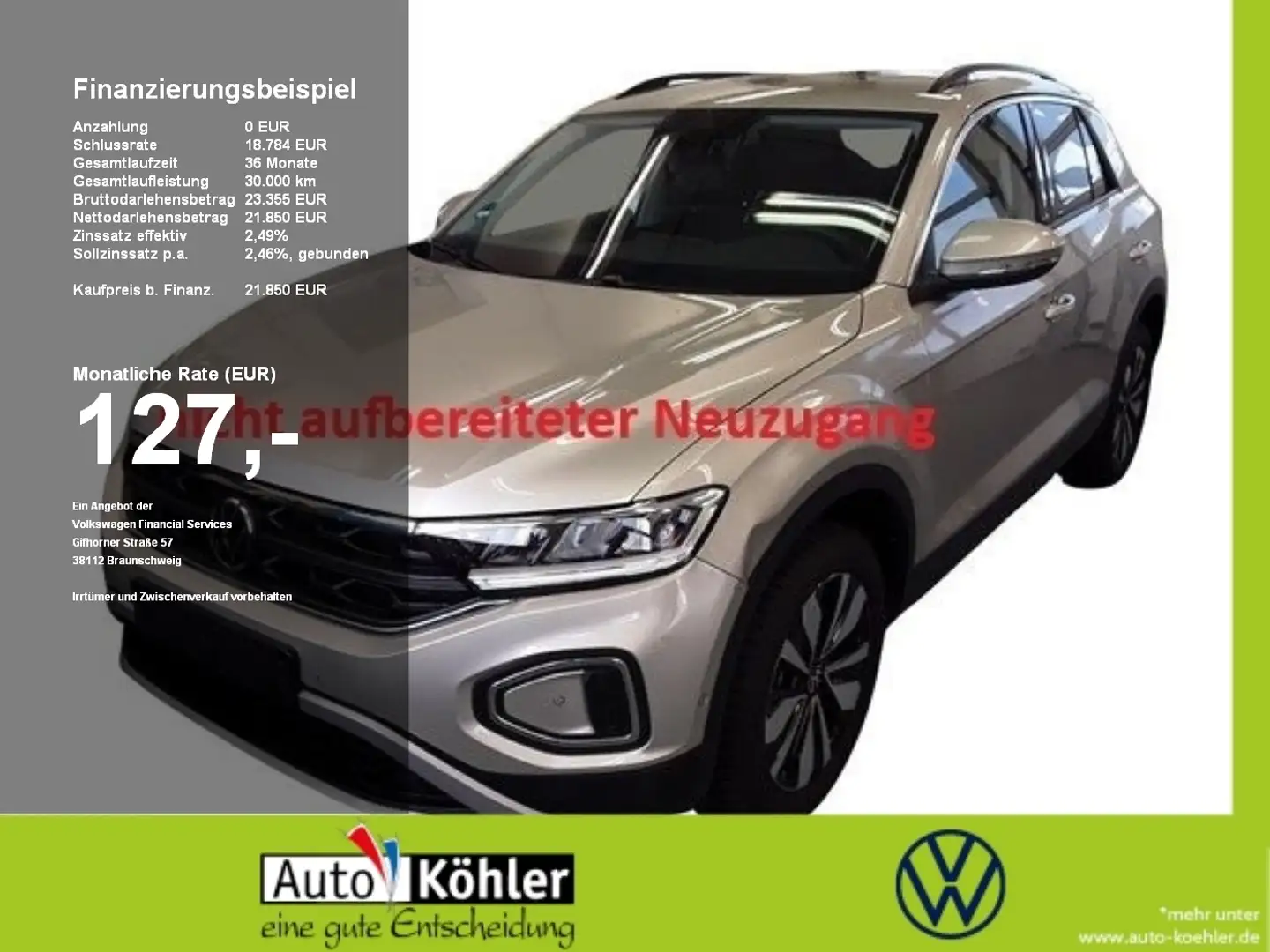 Volkswagen T-Roc Move TSi CarPlay+ACC+AHK+LED+Navi+Virt+PDC Silber - 1