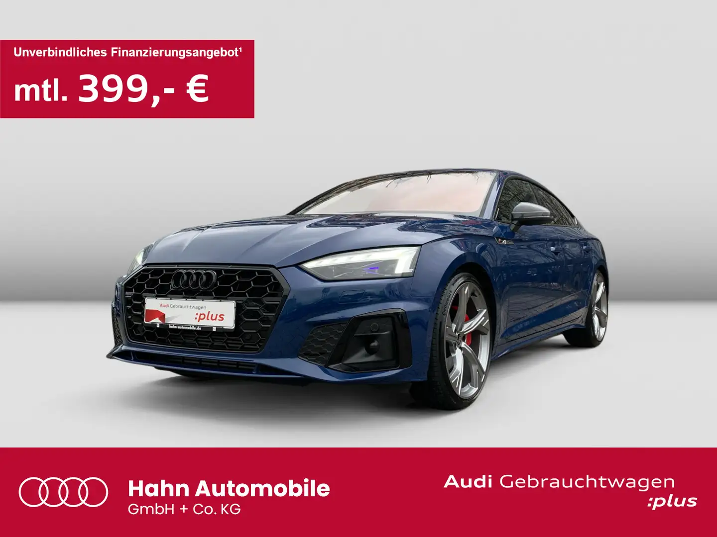 Audi A5 40 TFSI S-trc S-line Matrix AHK B+O Blau - 1