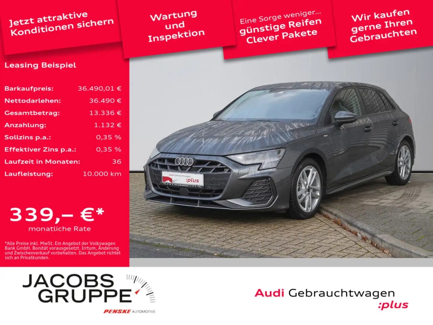 Audi A3 Sportback S line 35 TDI S tronic ACC*LED*RFK*SHZ*NAVI Grau - 1