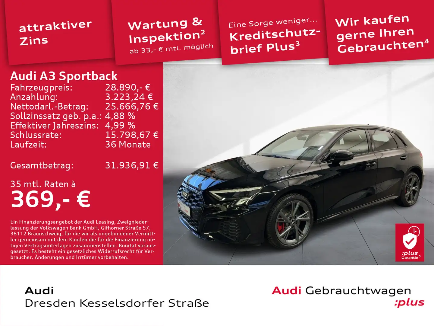 Audi A3 45 TFSI e S-line Kamera Pano Navi L Schwarz - 1