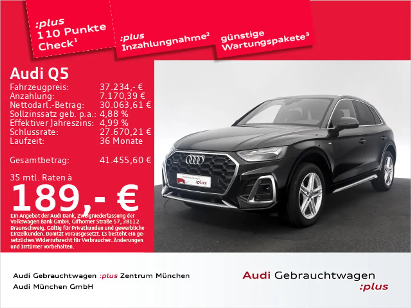 Audi Q5 40 TDI qu. S tronic 2x S line Kamera/AHK/Navi Schwarz - 1