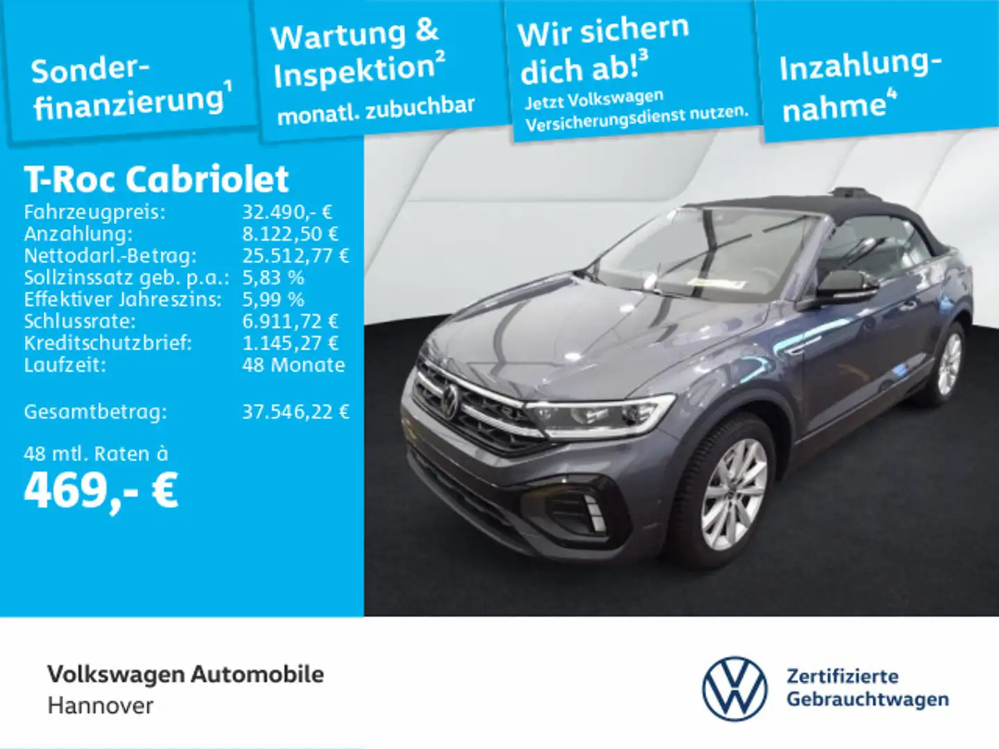 Volkswagen T-Roc 1.5 TSI DSG R-Line Navi LED DigC Grau - 1