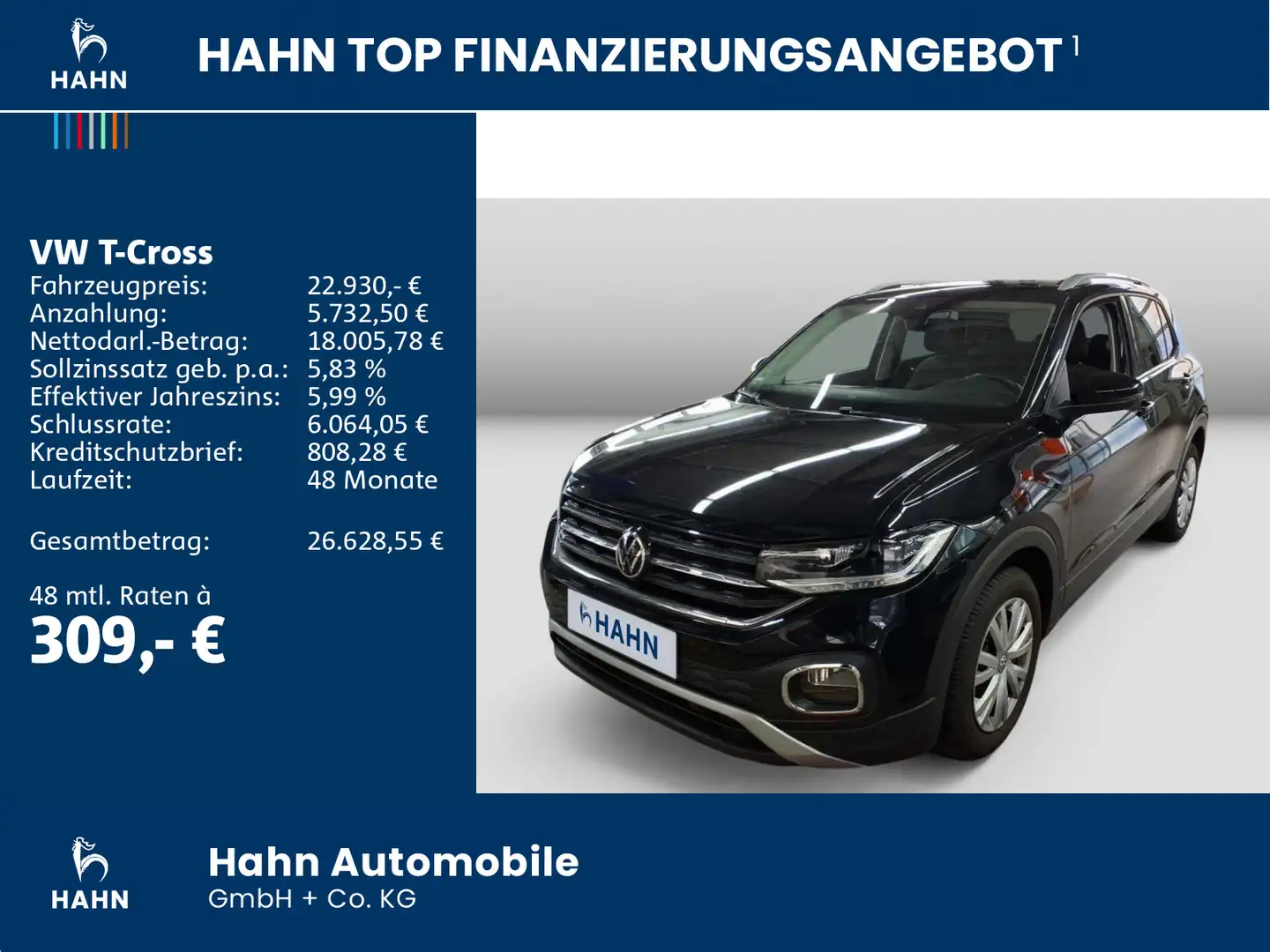 Volkswagen T-Cross 1.0TSI DSG Style AHK Navi ACC Climatr Schwarz - 2