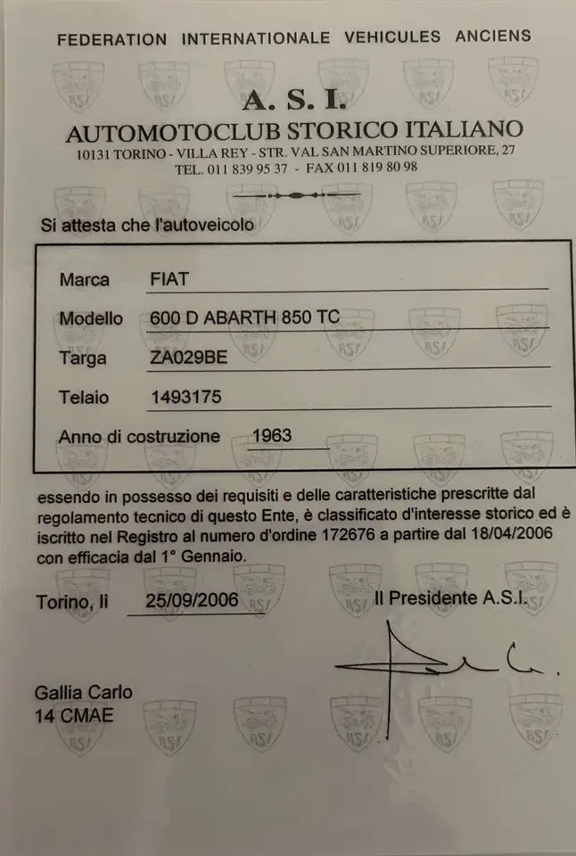 FIAT-ABARTH 850 TC ASI, foto 9