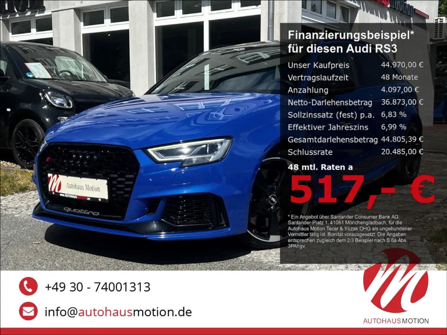 Audi RS3 Sportback 2.5 TFSI quattro Matrix PANO KAMERA B&O Azul - 1