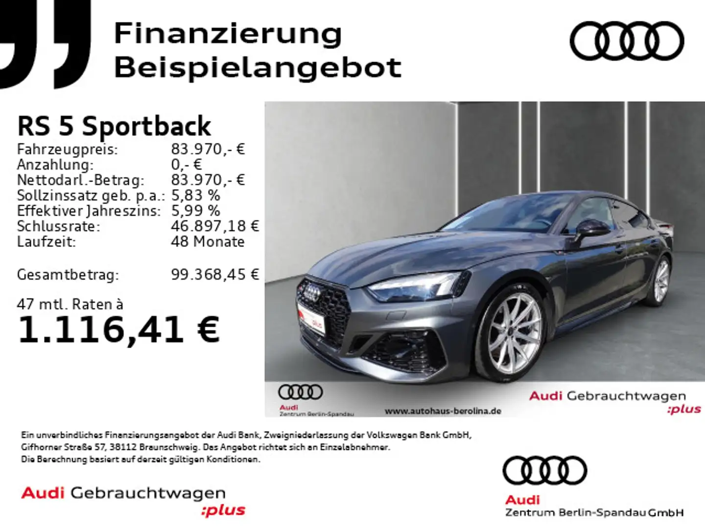 Audi RS5 tiptr. *NAV+*B&O*ACC*R-CAM* Grau - 1