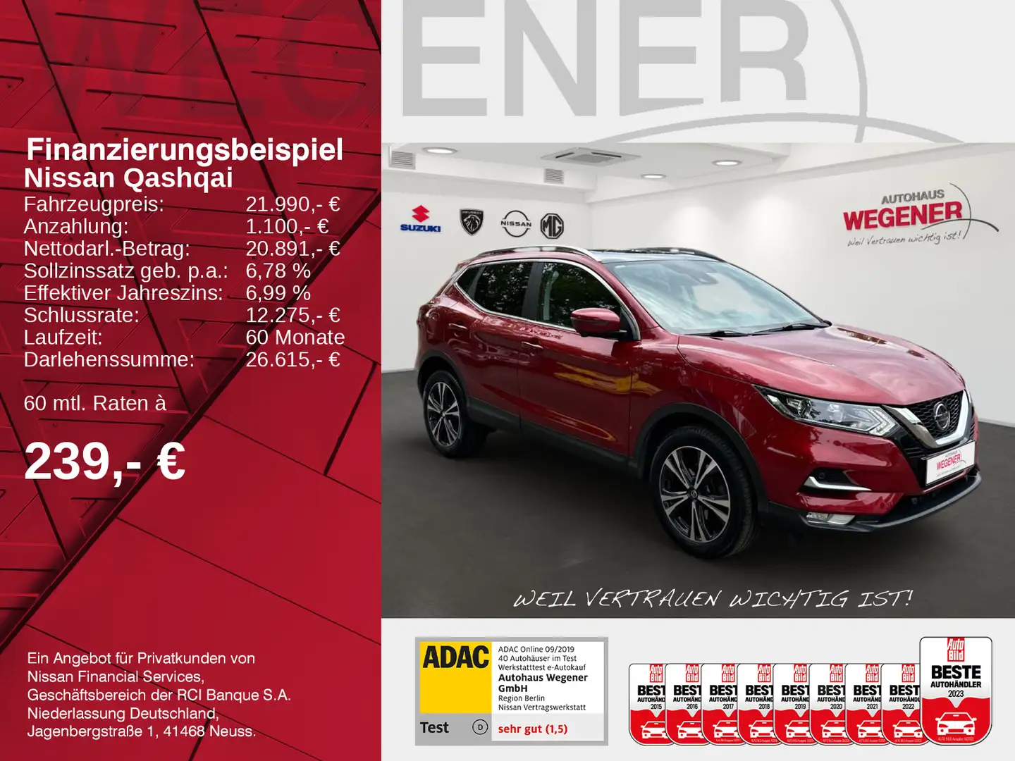 Nissan Qashqai QASHQAI 1.3 DIG-T *NAVI*PANO*LED*360°* Rouge - 2